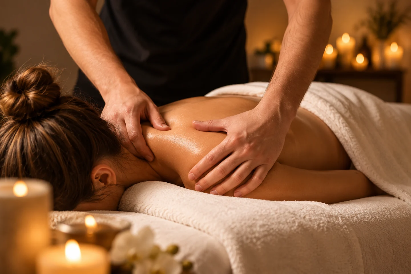 Rückenmassage in ruhiger Atmosphäre